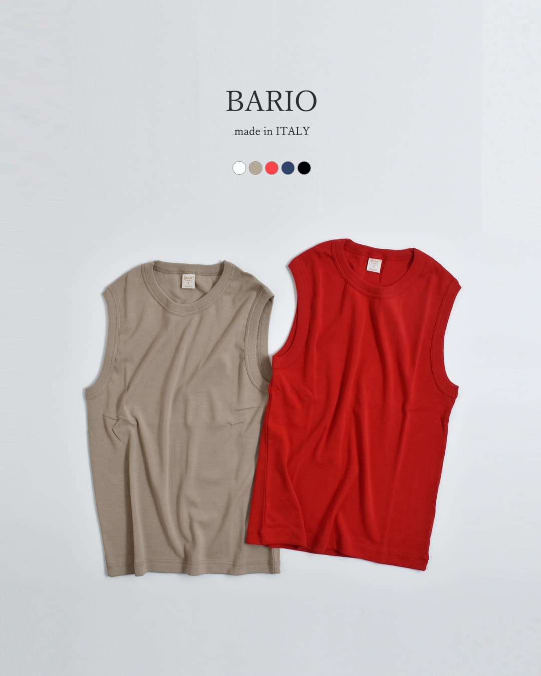 GICIPI(ジチピ)コットン フライス クルーネック ノースリーブ Tシャツ BARIO 2612p