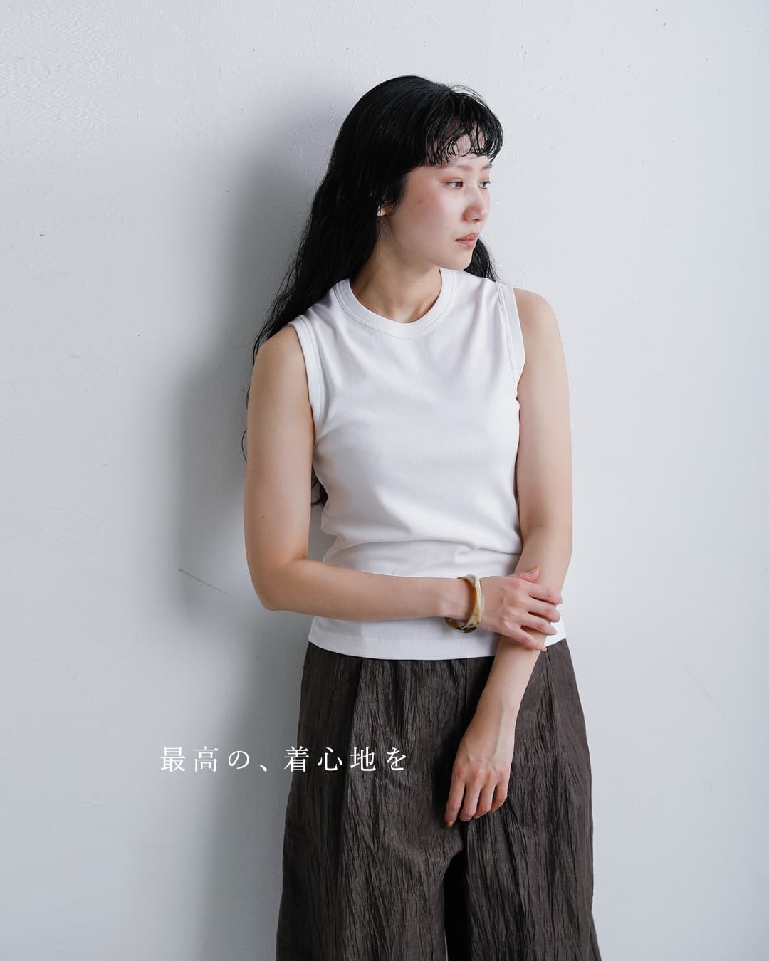 GICIPI(ジチピ)コットン フライス クルーネック ノースリーブ Tシャツ BARIO 2612p
