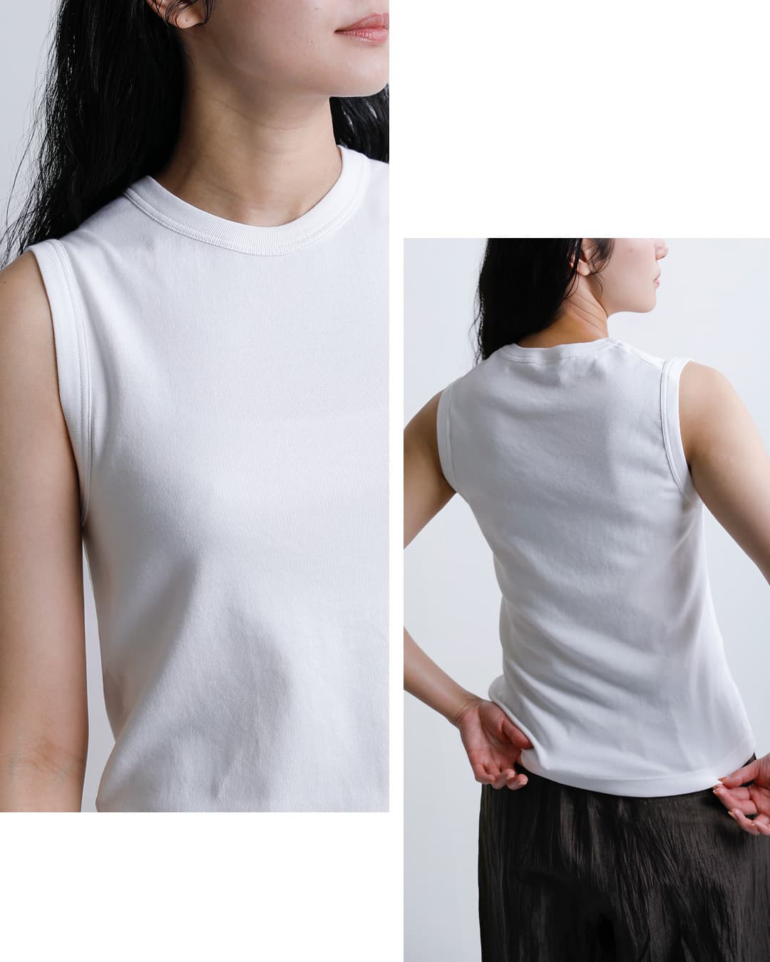 GICIPI(ジチピ)コットン フライス クルーネック ノースリーブ Tシャツ BARIO 2612p
