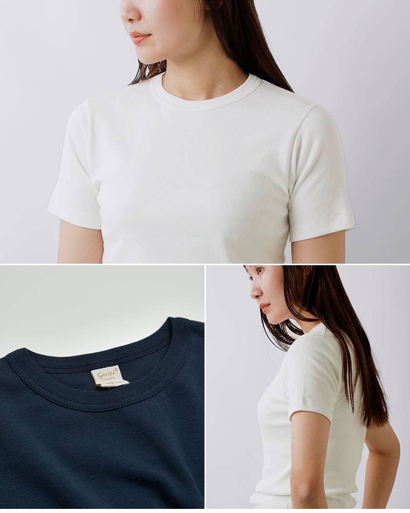 GICIPI(ジチピ)コットン フライス クルーネック Tシャツ CRISTALLO 2613p