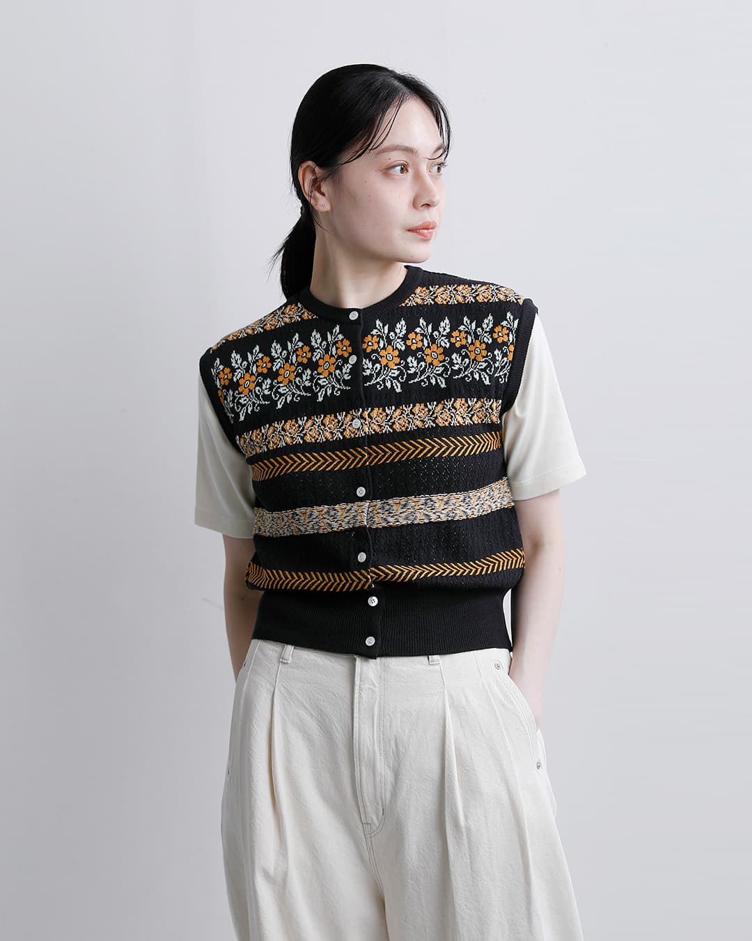 ASEEDONCLOUD(�A�V�[�h���N���E�h)�t�����[�W���K�[�h �j�b�g �x�X�g �gFlower Jacquard Knit Vest�h 261806