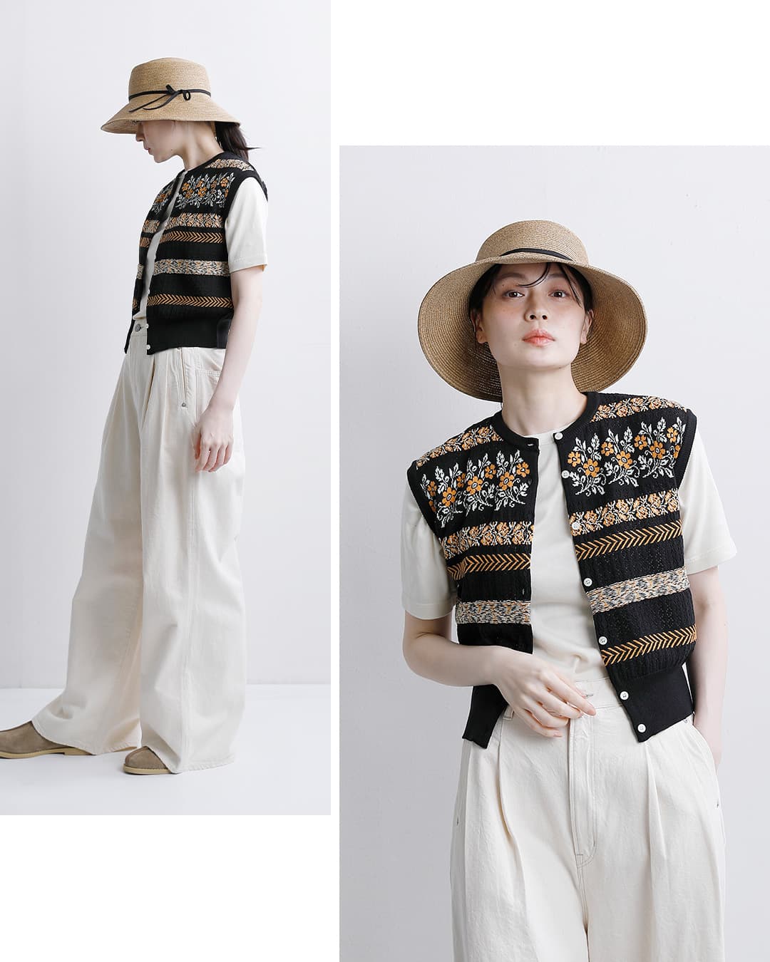 ASEEDONCLOUD(�A�V�[�h���N���E�h)�t�����[�W���K�[�h �j�b�g �x�X�g �gFlower Jacquard Knit Vest�h 261806