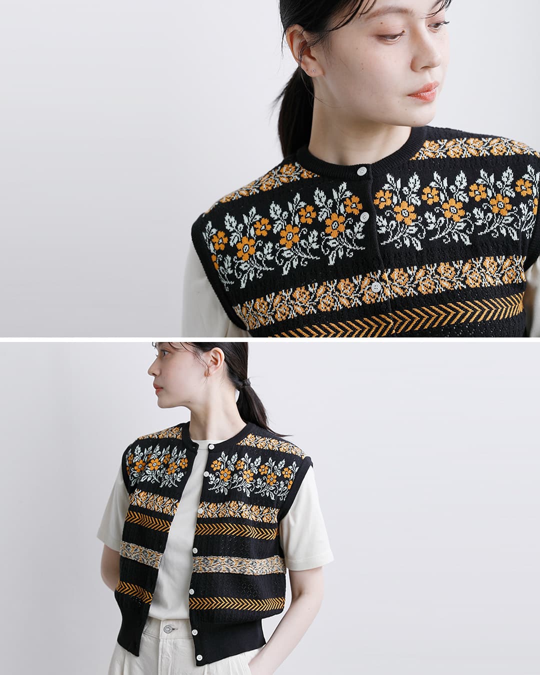 ASEEDONCLOUD(�A�V�[�h���N���E�h)�t�����[�W���K�[�h �j�b�g �x�X�g �gFlower Jacquard Knit Vest�h 261806