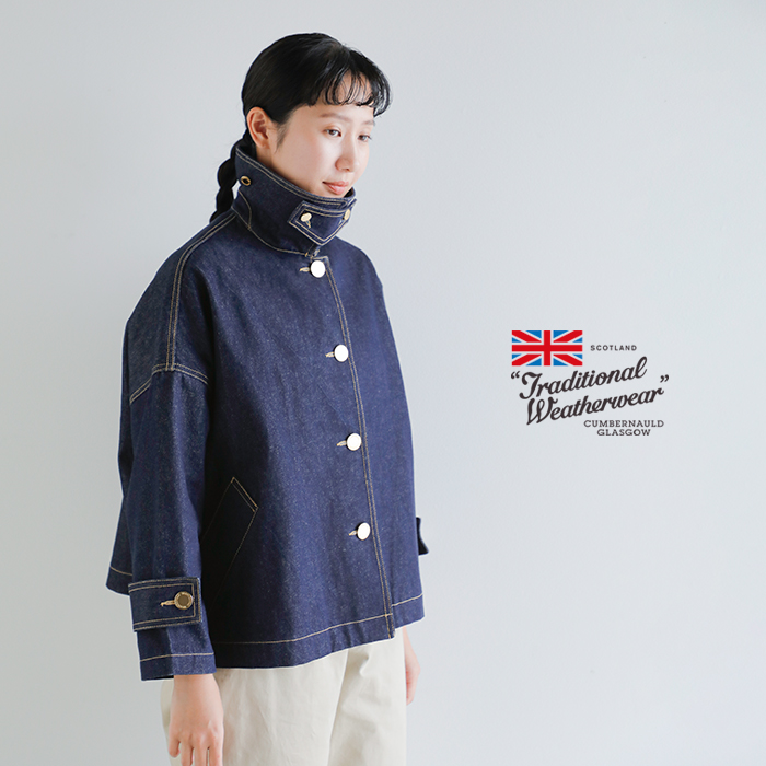 Traditional Weatherwear(トラディショナルウェザーウェア)マールトンステンカラーショートデニムコート“MALTONB/TSHORTDENIM”l261cifco0540em