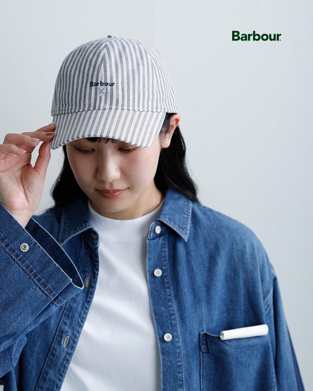 Barbourコットン 6パネル キャップ NELSON CHAMBRAY/CRESSWELL CAP 261mha0933-0935