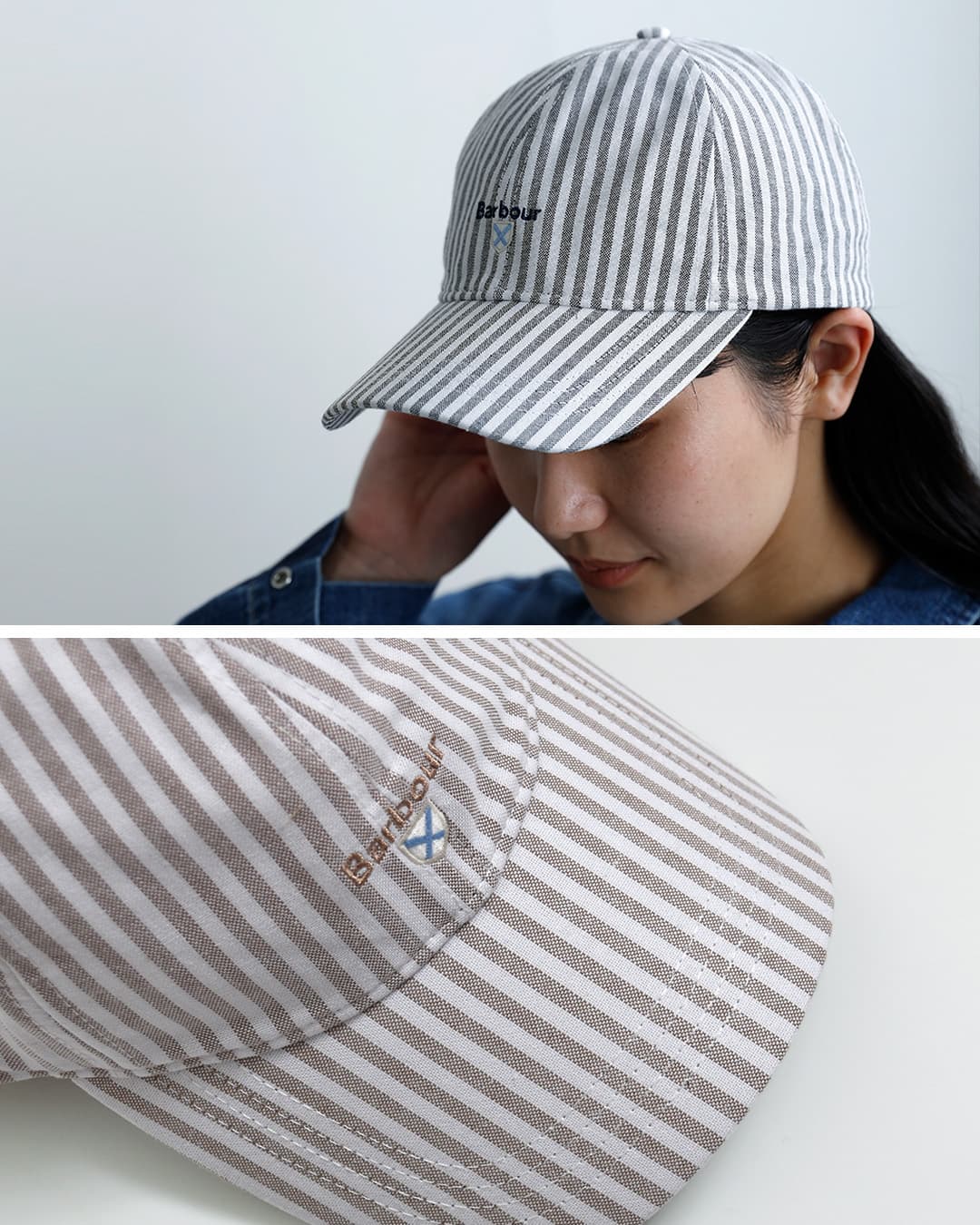Barbourコットン 6パネル キャップ NELSON CHAMBRAY/CRESSWELL CAP 261mha0933-0935