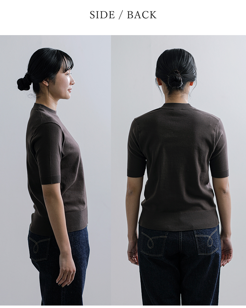 GICIPI(ジチピ)コトーネソフトコットンクルーネック5分袖ニットソープルオーバーARGENTO2620p