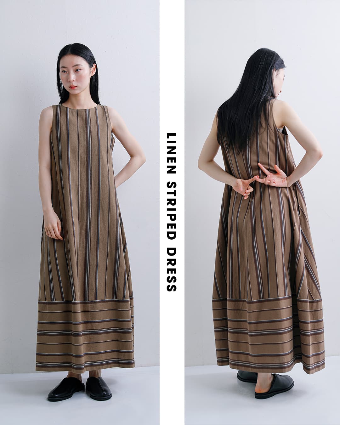 Shinzone(シンゾーン)コットンリネン ストライプ ノースリーブ ドレス LINEN STRIPED DRESS 26mmsop04