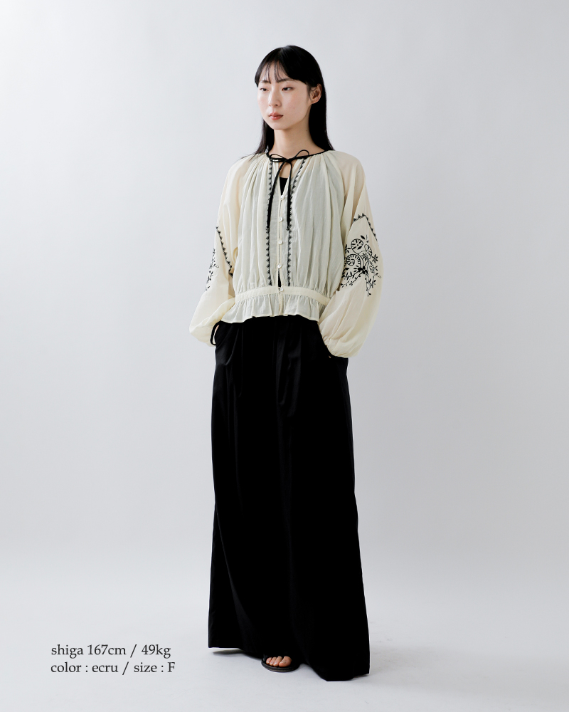 Shinzone(シンゾーン)コットン刺繍ギャザーブラウスEMBROIDEREDBLOUSE26smsbl09