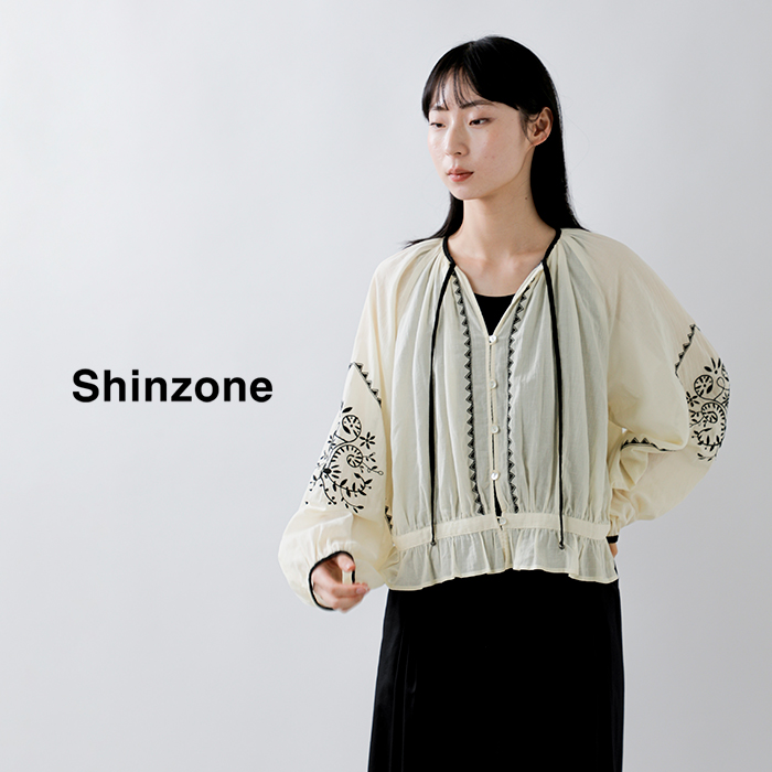 Shinzone(シンゾーン)コットン刺繍ギャザーブラウスEMBROIDEREDBLOUSE26smsbl09