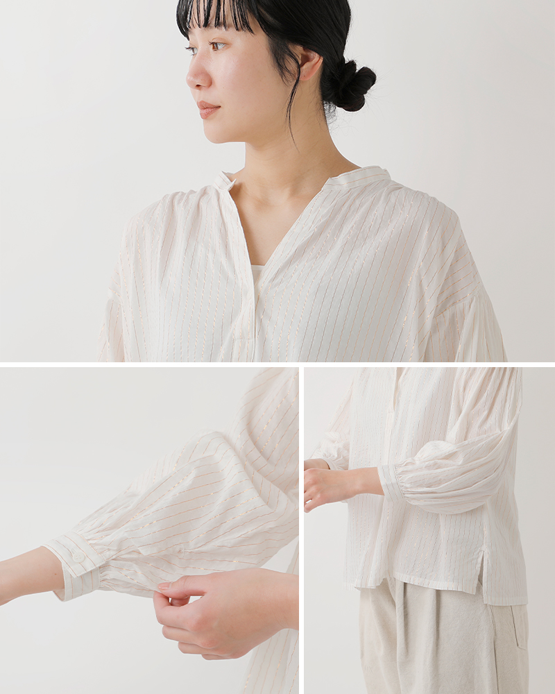 ARTE POVERA(アルテポーヴェラ)コットンインドサリーストライプギャザーシャツ26sp03