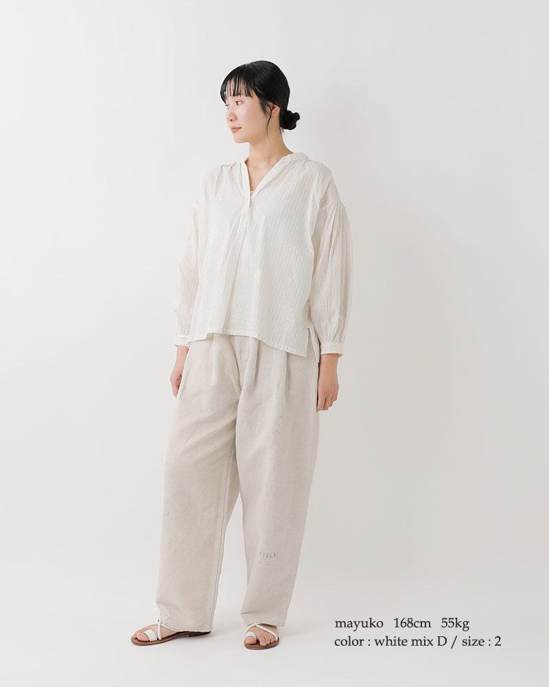 ARTE POVERA(アルテポーヴェラ)コットンリネンフランスUSEDシーツMIXステンシル2タックパンツ26sp36