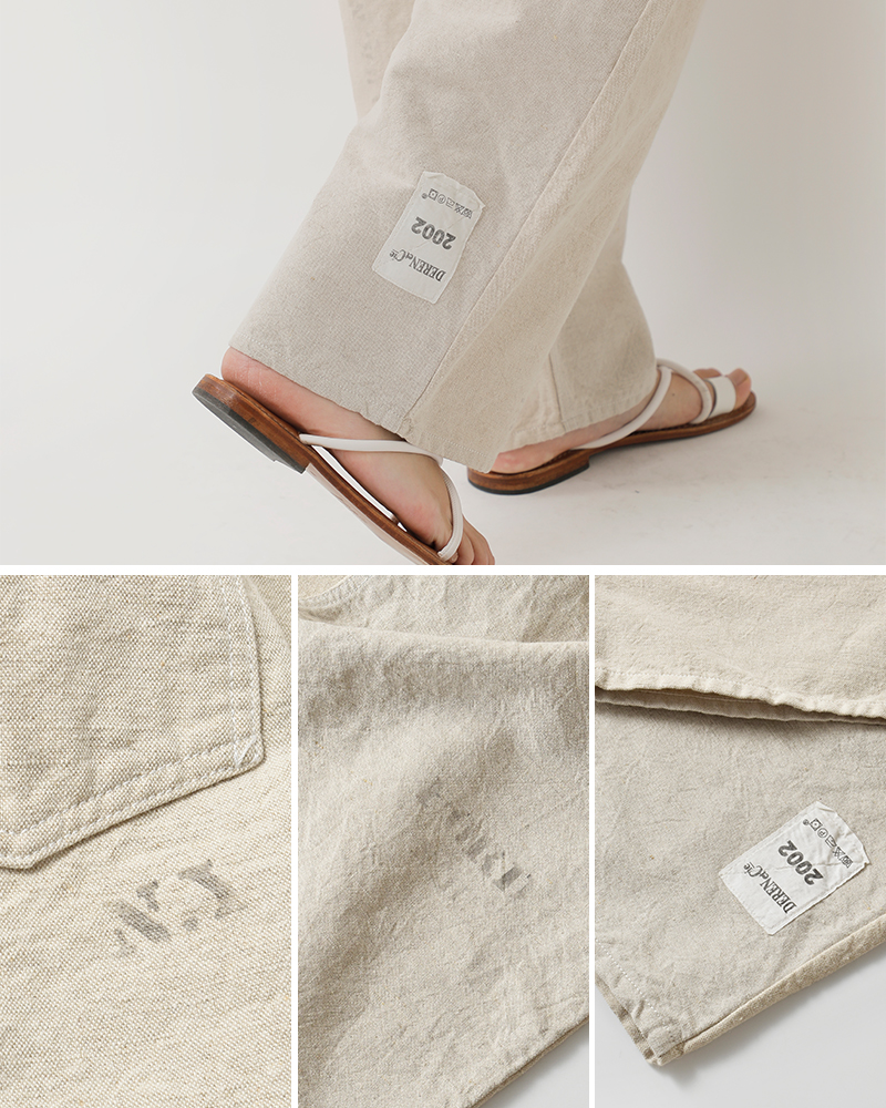 ARTE POVERA(アルテポーヴェラ)コットンリネンフランスUSEDシーツMIXステンシル2タックパンツ26sp36