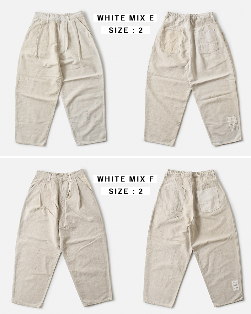 ARTE POVERA(アルテポーヴェラ)コットンリネンフランスUSEDシーツMIXステンシル2タックパンツ26sp36