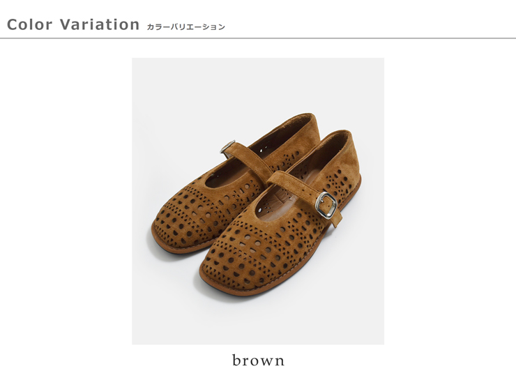 GRAIN(グレイン)カウレザー レースデザイン ストラップフラットシューズ 26ssgr009