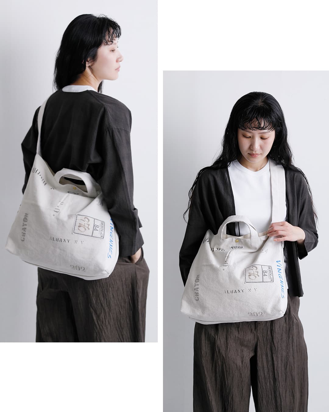 ARTE POVERA(アルテポーヴェラ)フランスUSEDシーツミックス リメイク 2way ステンシルトート/ショルダーバッグ 26su72