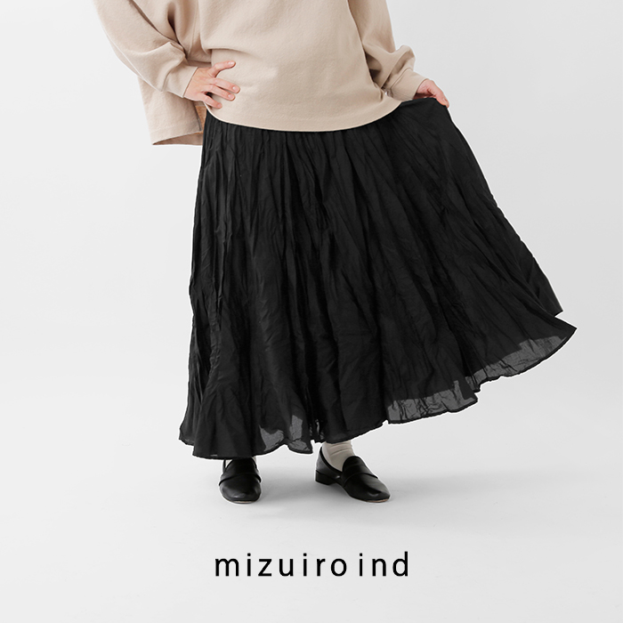 mizuiro-ind(ミズイロインド)コットンローンボリュームフレアスカート3-260010
