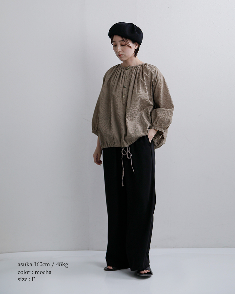 TRAVAIL MANUEL(トラバイユマニュアル)コットンリップルローンギャザースモックシャツ3008