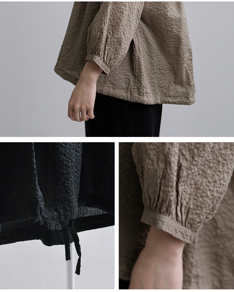 TRAVAIL MANUEL(トラバイユマニュアル)コットンリップルローンギャザースモックシャツ3008