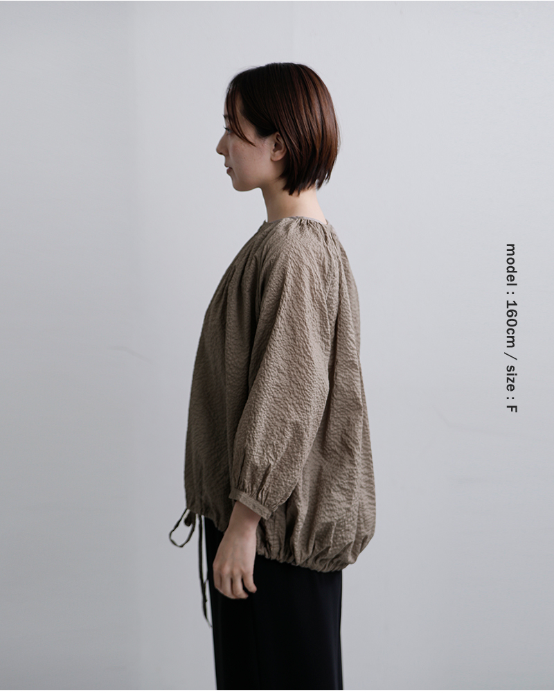 TRAVAIL MANUEL(トラバイユマニュアル)コットンリップルローンギャザースモックシャツ3008