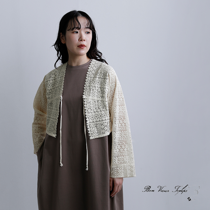 bon vieux temps ボンビュータン オーガニックコットン レース シャツ