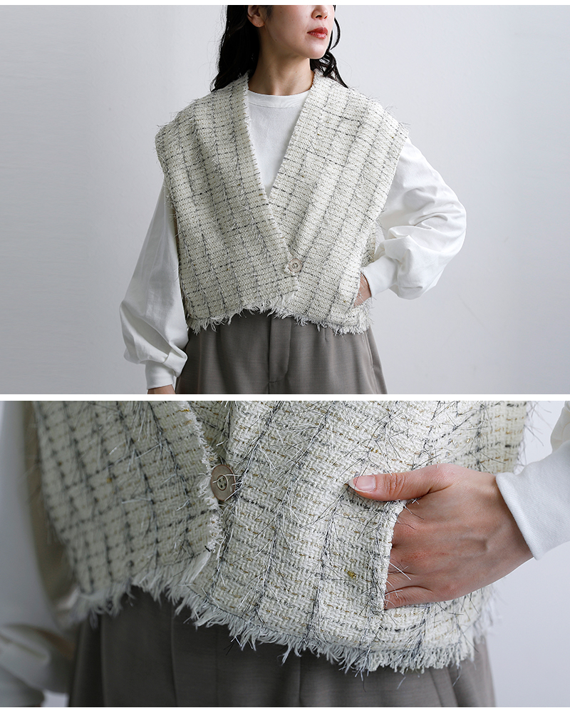 bon vieux temps(ボンビュータン)INVENIOツイードベスト43161