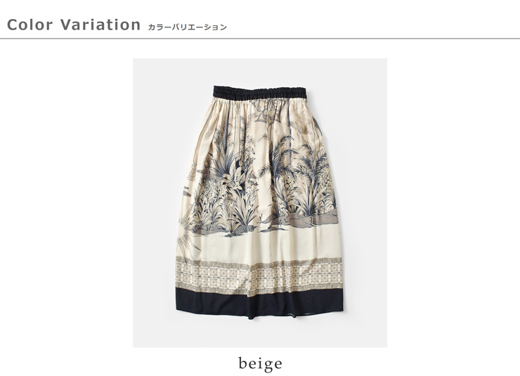 bon vieux temps(ボンビュータン)FabricbyDEVEAUXレーヨンパネル柄スカート47127