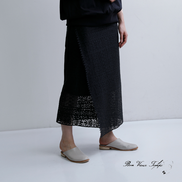 bon vieux temps(ボンビュータン)オーガニックコットンレースラップスカート47128