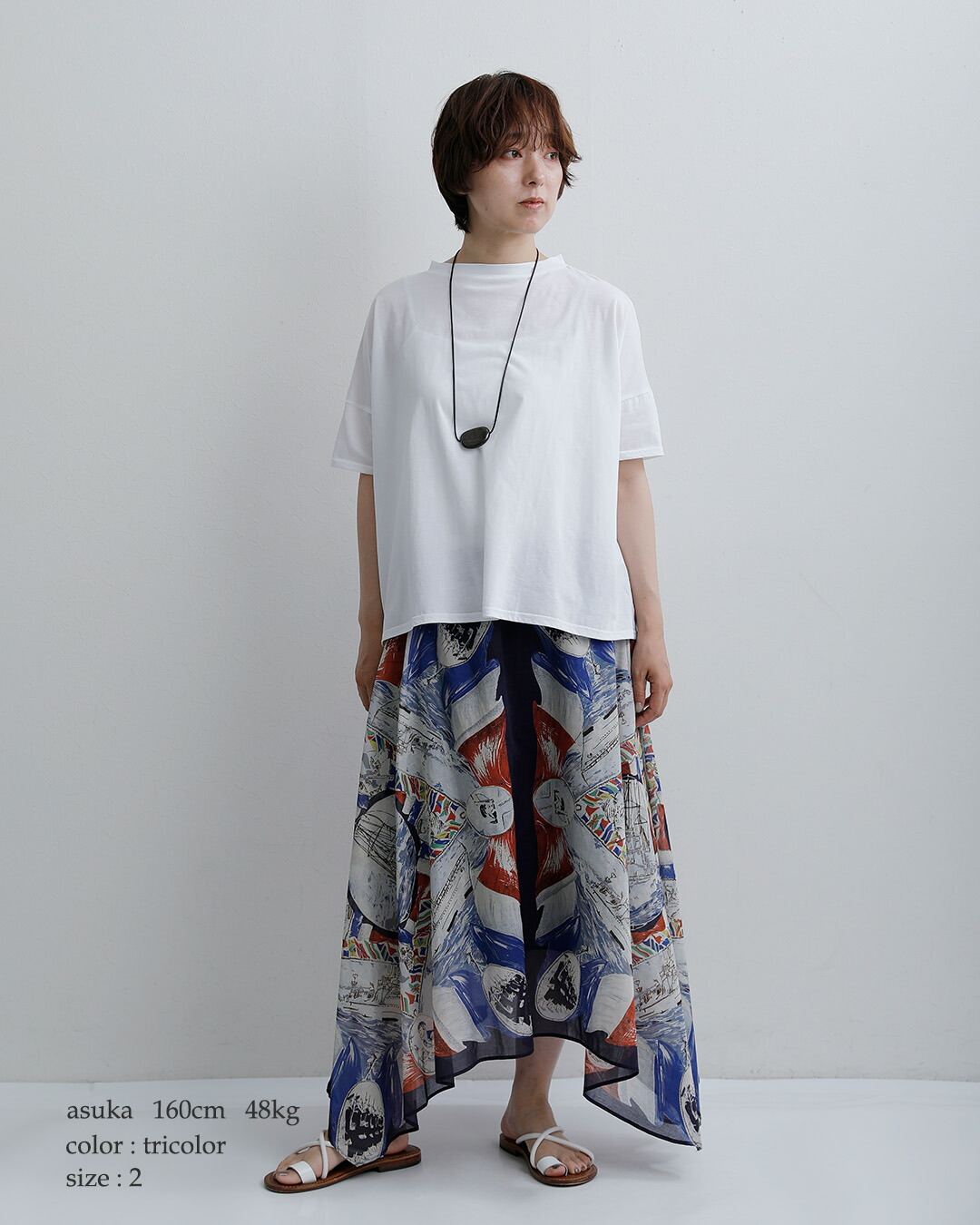C’EST BIEN FAIT80ローン コットン オリジナルプリント ブロカントスカーフ スカート 47139