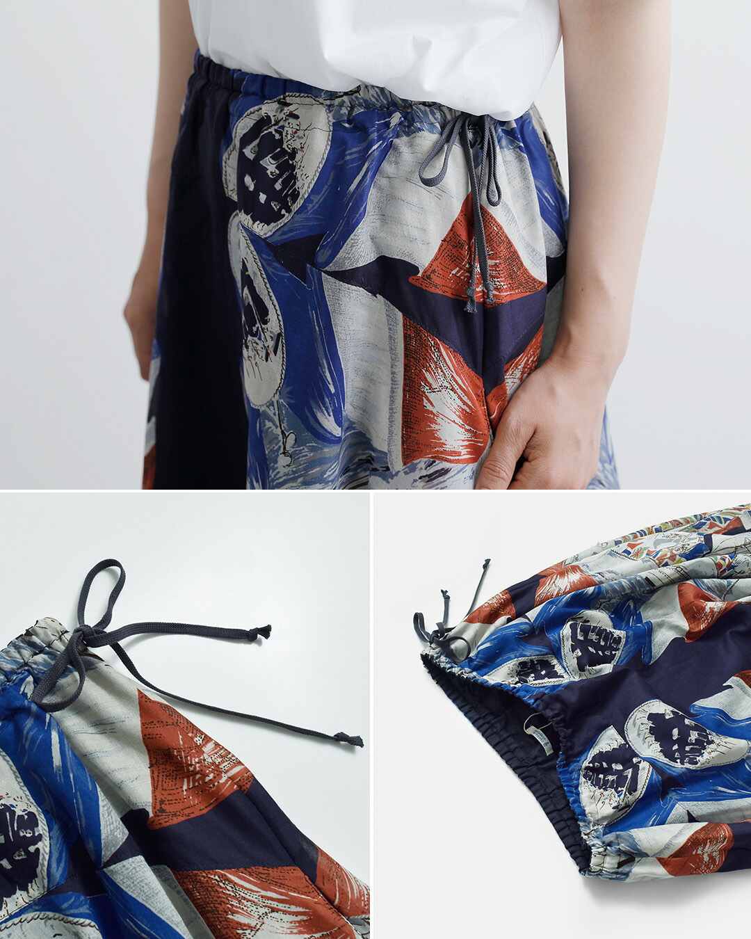 C’EST BIEN FAIT80ローン コットン オリジナルプリント ブロカントスカーフ スカート 47139