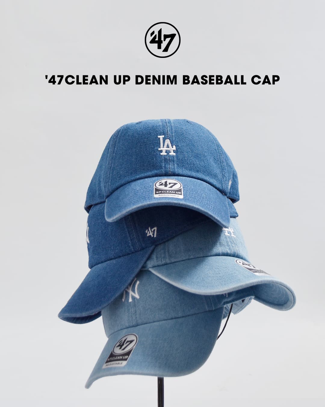 47(フォーティーセブン)クリーンアップ デニム ベースボールキャップ 47a-clp-den