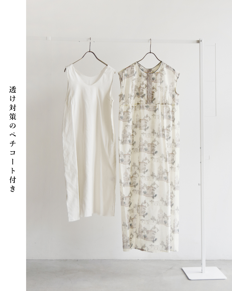 bon vieux temps(ボンビュータン)コットンローン オリジナルプリント ワンピース ドレス 48087