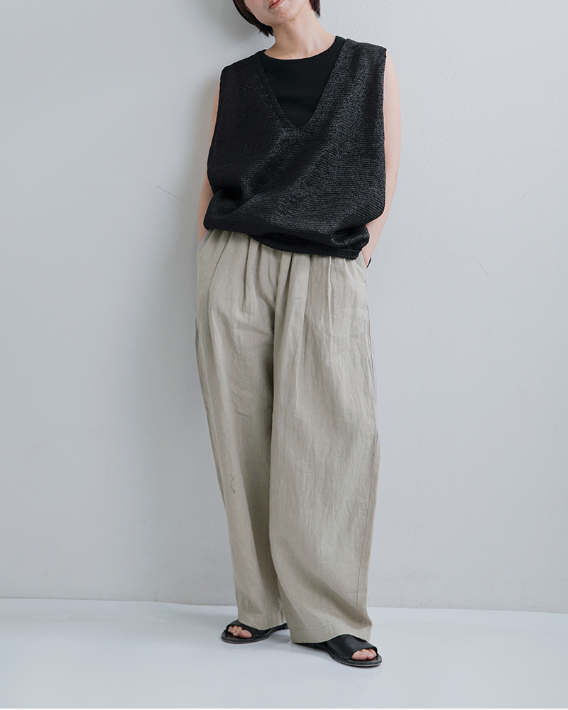 TRAVAIL MANUEL(トラバイユマニュアル)フレンチリネンキャンバスコクーンパンツ5090-same1