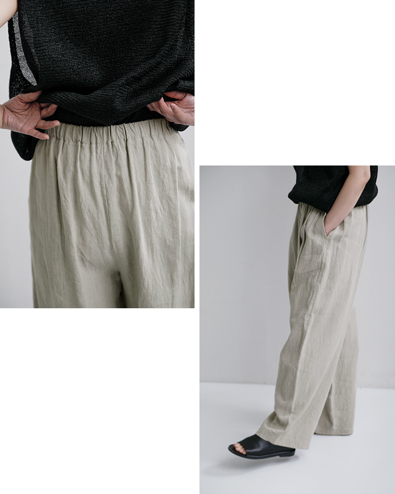 TRAVAIL MANUEL(トラバイユマニュアル)フレンチリネンキャンバスコクーンパンツ5090-same1