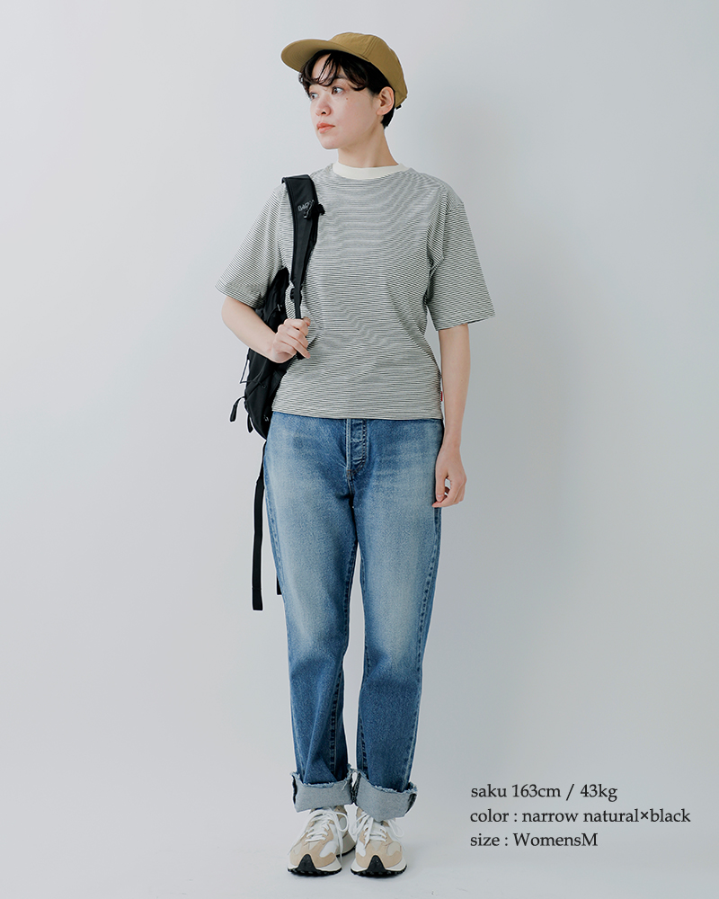 Healthknitコットン ボーダー ジャージー クルーネック 半袖 プルオーバー 51015-49