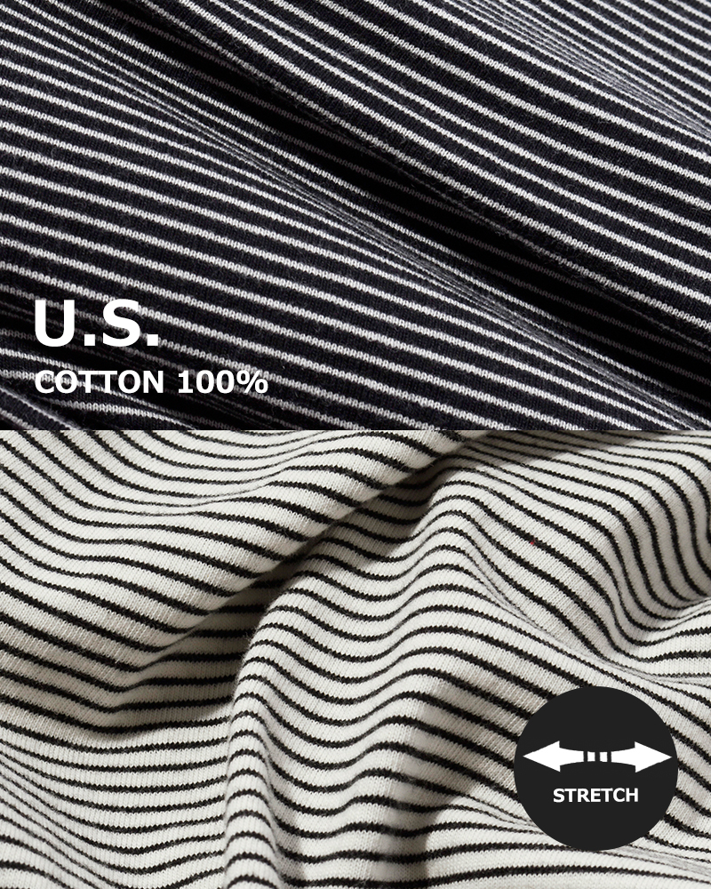 Healthknitコットン ボーダー ジャージー クルーネック 半袖 プルオーバー 51015-49