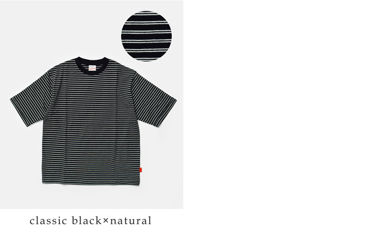 Healthknitコットン ボーダー ジャージー クルーネック 半袖 プルオーバー 51015-49