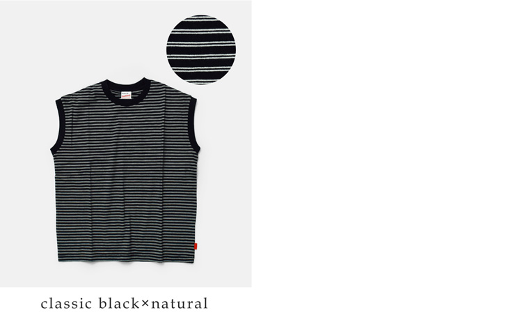 Healthknitコットン ボーダー ジャージー クルーネック スリーブレス プルオーバー 51016-50