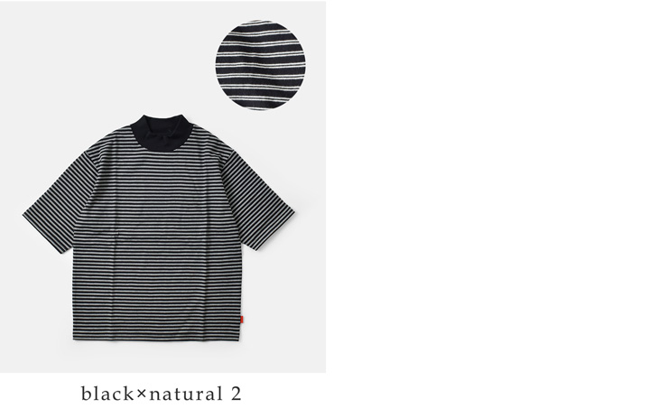 Healthknit(ヘルスニット)ナローボーダージャージーモックネックハーフスリーブプルオーバー51019
