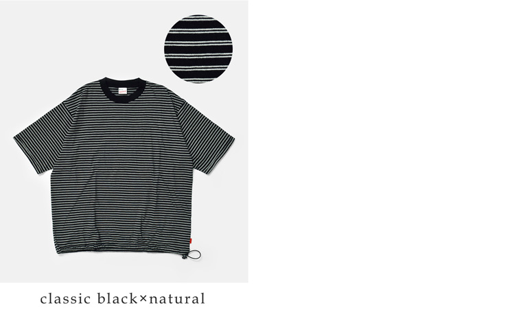 Healthknitコットン ボーダー ジャージー ワイド クルーネック 半袖 プルオーバー 51033-51047