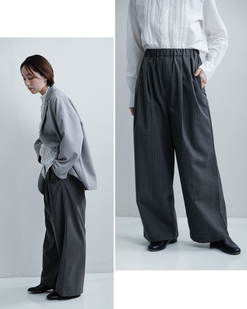 TRAVAIL MANUEL(トラバイユマニュアル)TWトロストライプ2タックワイドパンツ5105