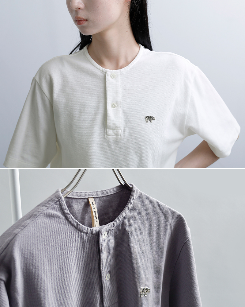 SCYE BASICS(サイベーシックス)コットンピケヘンリーネックシャツCottonPiqueHenleyNeckShirt5226-21703