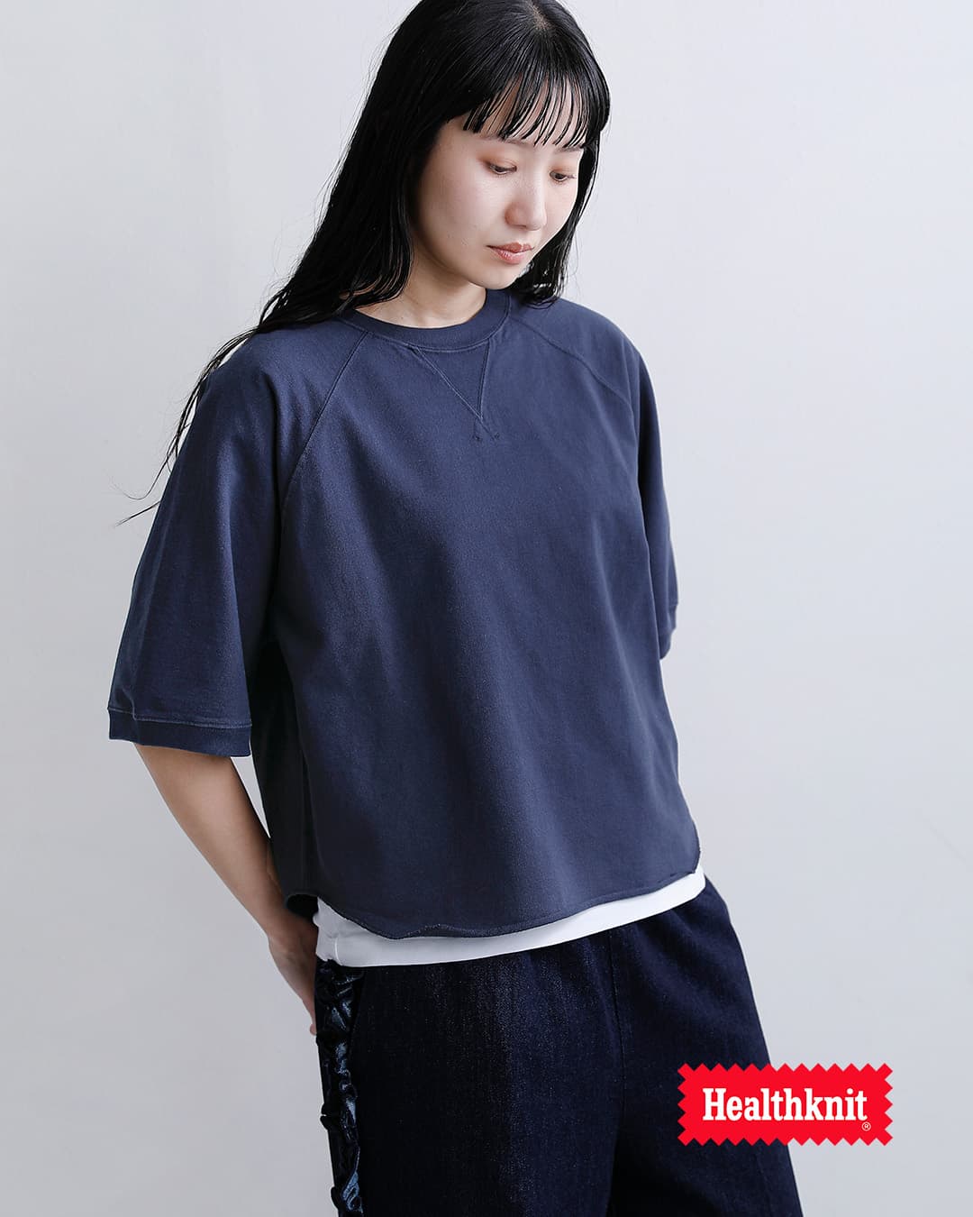 Healthknitフェードライトウェイト クルーネック 半袖 スウェットシャツ 54035