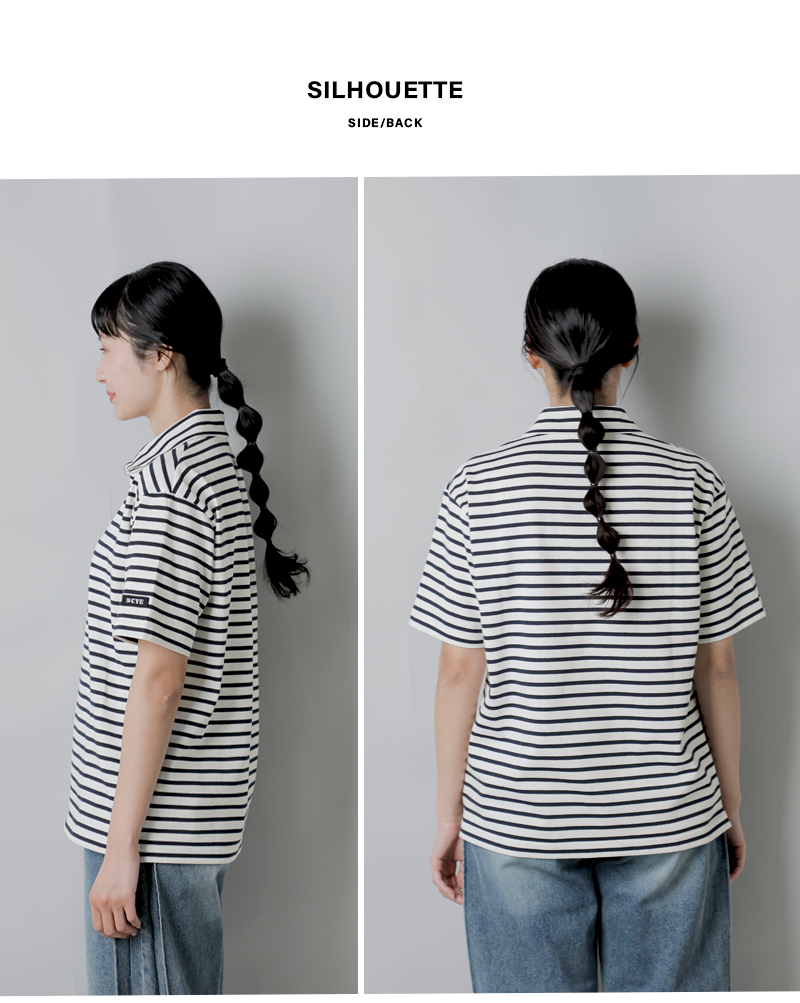 SCYE BASICS�R�b�g�� �X�g���C�v �n�[�t�W�b�v T�V���c Cotton Striped Half Zip T-Shirt 5726-21721