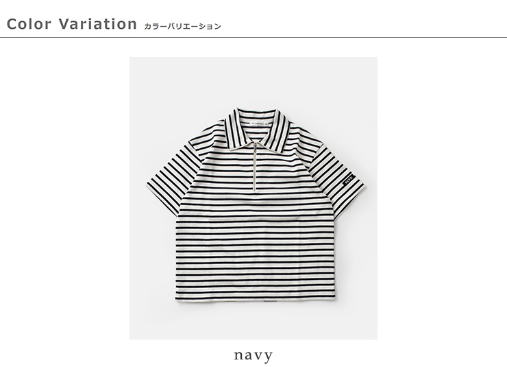 SCYE BASICS�R�b�g�� �X�g���C�v �n�[�t�W�b�v T�V���c Cotton Striped Half Zip T-Shirt 5726-21721