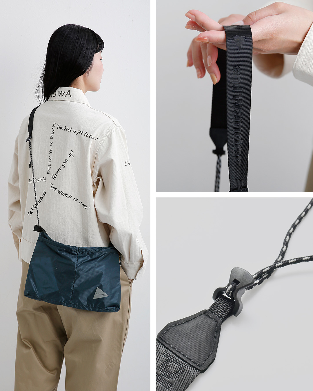 and wanderシル サコッシュ sil sacoche 574-5975213