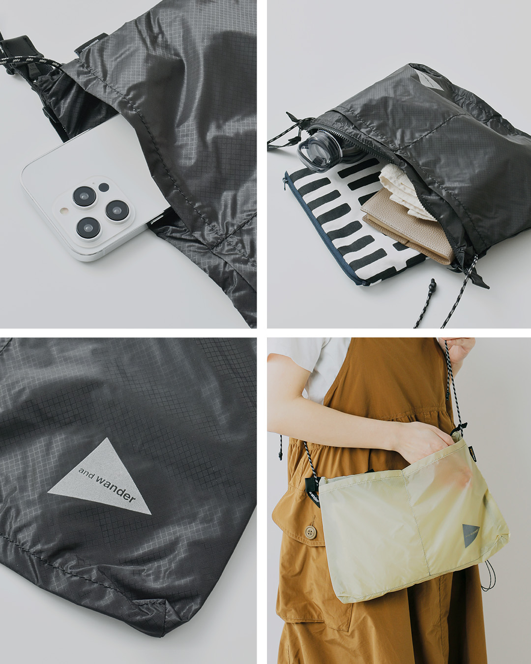 and wanderシル サコッシュ sil sacoche 574-5975213