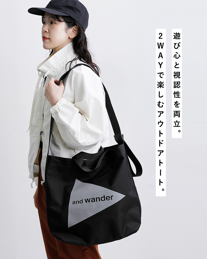 and wander(アンドワンダー)リサイクル OX ロゴ トートバッグ recycle OX logo tote bag 574-5985139