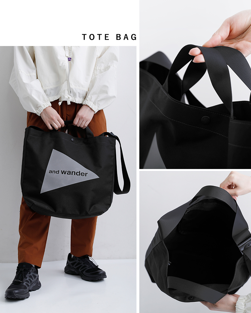 and wander(アンドワンダー)リサイクル OX ロゴ トートバッグ recycle OX logo tote bag 574-5985139