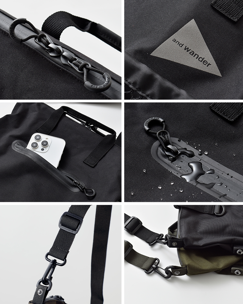 and wander(アンドワンダー)防水2wayショルダーバッグ“PE/CO2waybag”574-5985225